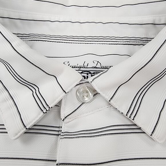 Straight Down Polo Shirt Mens XL White Striped Performance The Farms Golf Club - Picture 9 of 16